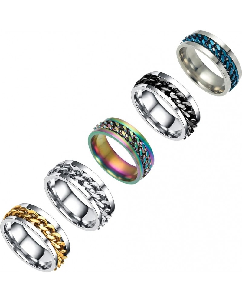 5 PCS Anxiety Ring - Spinner Rings for Women Men Anxiety Relief 6MM Stainless Steel Fidget Rings for Anxiety 10 $5.03 Rings