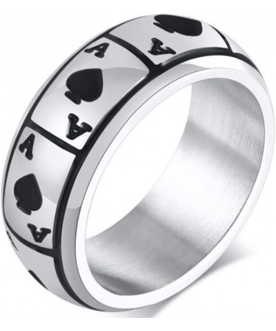 8mm Stainless Steel Back Ace Spade Poker Wedding Games Promise Statement Cocktail Party Biker Ring Silver $5.00 Rings