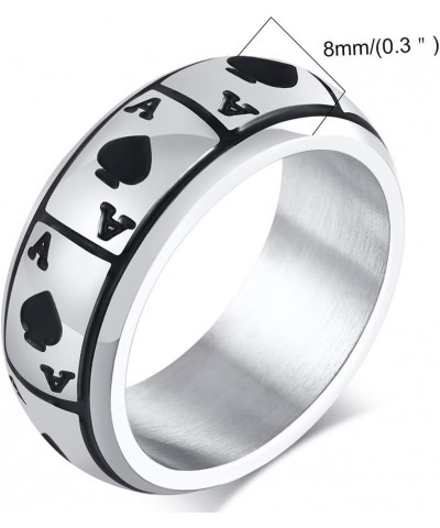 8mm Stainless Steel Back Ace Spade Poker Wedding Games Promise Statement Cocktail Party Biker Ring Silver $5.00 Rings