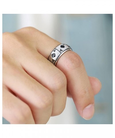 8mm Stainless Steel Back Ace Spade Poker Wedding Games Promise Statement Cocktail Party Biker Ring Silver $5.00 Rings