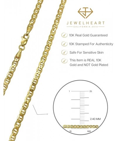 14K and 10K Real Gold Flat Mariner Chain - 2.4mm 3.05mm 3.85mm 4.65mm Diamond Cut Anchor Link Chain Necklace For Men - Dainty...