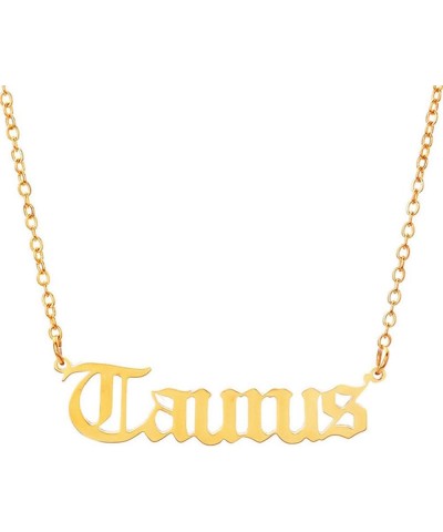 Old English Zodiac Necklace for Women Gold Stainless Steel Horoscope Necklace for Girls Taurus $5.82 Necklaces