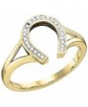 0.08 Carat (ctw) Round White Diamond Horse Shoe Right Hand Ring for Women in 10K Gold 8 Yellow Gold $133.97 Others