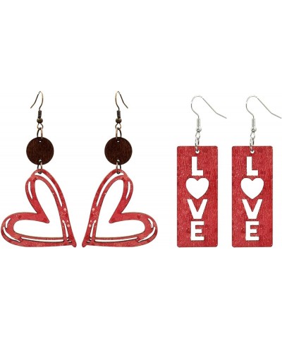 Red Heart Earrings Glitter Cute Big Red Heart Statement Drop Dangle Earrings for Women Girls F-2Pairs $6.88 Earrings