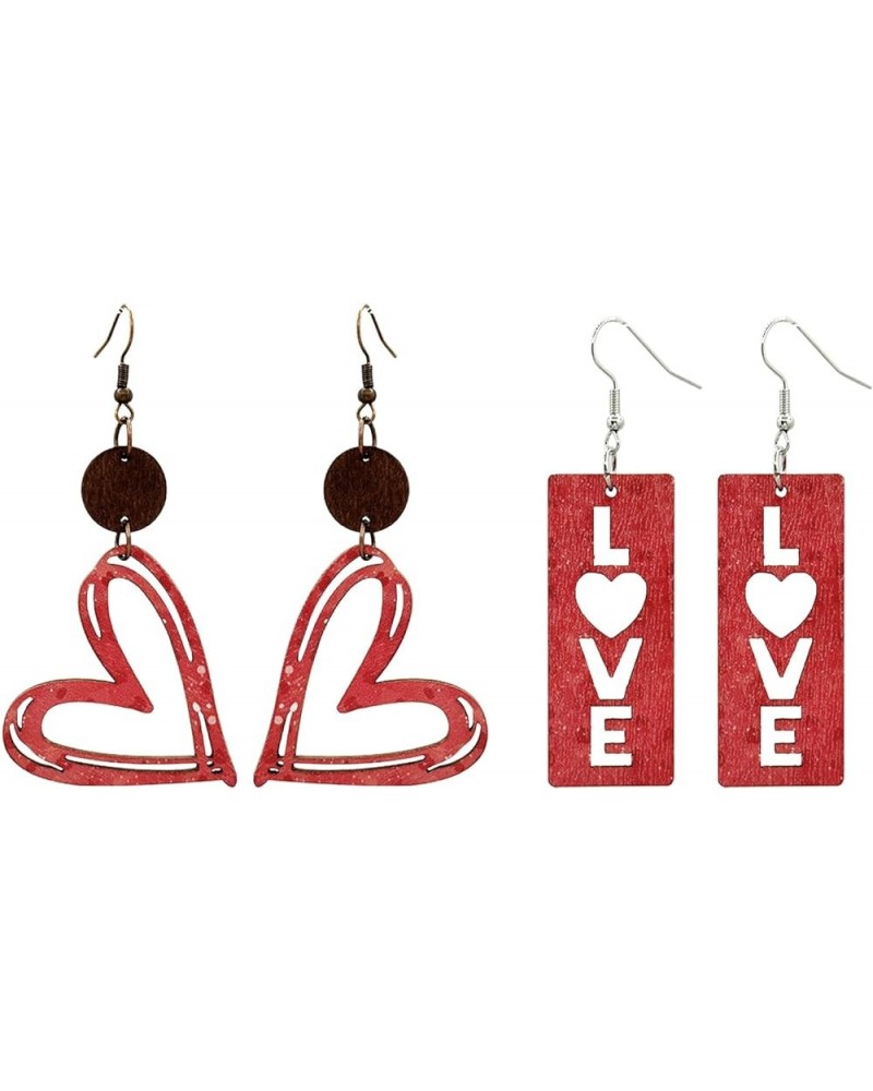 Red Heart Earrings Glitter Cute Big Red Heart Statement Drop Dangle Earrings for Women Girls F-2Pairs $6.88 Earrings