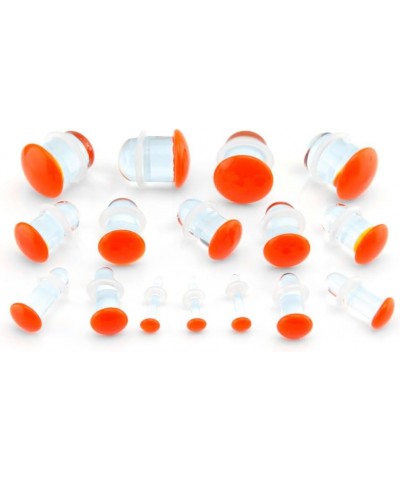 Orange Color Front Single Flare Glass Plugs (1 pair - 2 Pieces) Sizes/Gauges 8G (3mm) $13.60 Body Jewelry