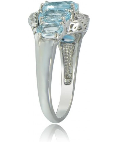 Sterling Silver Blue Topaz & White Topaz 5-Stone Wide Band Ring for Women, Size 5-10 $18.52 Rings