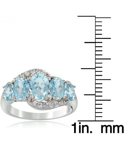 Sterling Silver Blue Topaz & White Topaz 5-Stone Wide Band Ring for Women, Size 5-10 $18.52 Rings