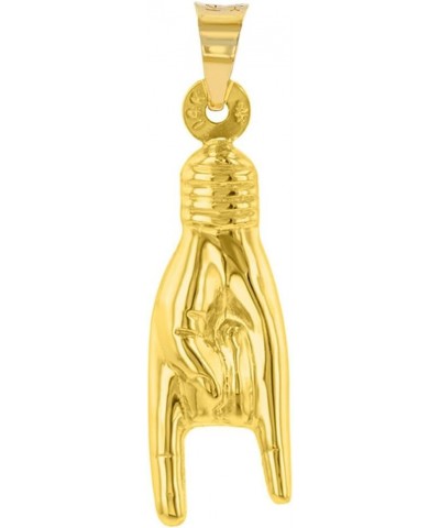 14K Yellow Gold Hand Charm Mano Cornuto Good Luck Sign Pendant Necklace 16.0 Inches $62.35 Necklaces