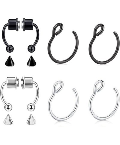 Non Piercing Magnetic Septum Nose Ring for Women Stainless Steel Hoop Reusable Fake Nose Jewelry Gold-Black-Sliver $6.15 Body...