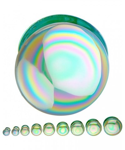 White Aurora Borealis Double Flared Glass Plugs, Sold as a Pair 8mm (0GA) $9.62 Body Jewelry