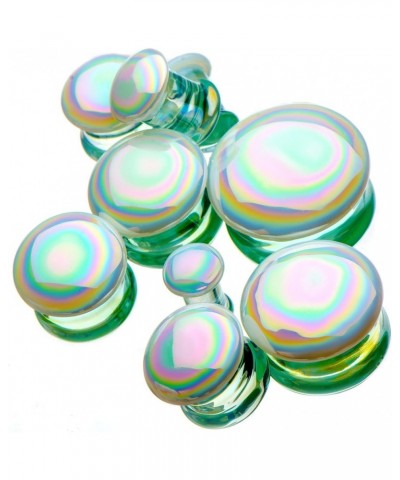 White Aurora Borealis Double Flared Glass Plugs, Sold as a Pair 8mm (0GA) $9.62 Body Jewelry