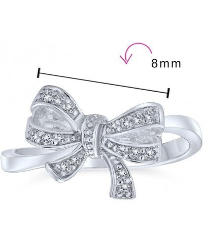 Romantic Holiday Party Bridal Vintage Victorian Style Cubic Zirconia Pave CZ Fashion Ribbon Bow Ring For Women For Prom Silve...