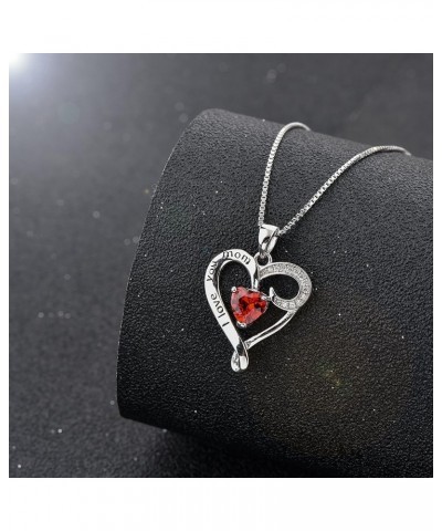 Mother's Birthday Gift I Love You Mom S925 Sterling Silver Heart Pendant Necklace Red $13.86 Necklaces