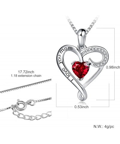 Mother's Birthday Gift I Love You Mom S925 Sterling Silver Heart Pendant Necklace Red $13.86 Necklaces