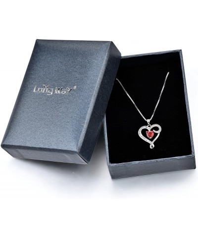 Mother's Birthday Gift I Love You Mom S925 Sterling Silver Heart Pendant Necklace Red $13.86 Necklaces