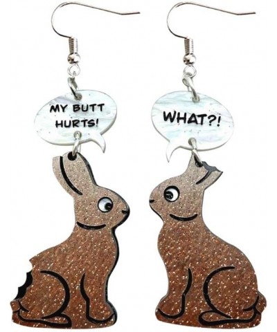 Cute Rabbit Acrylic Earrings Lightweight Bunny Dangle Drop Earrings Easter Costume Accessories Jewelry for Women Brown Rabbit...