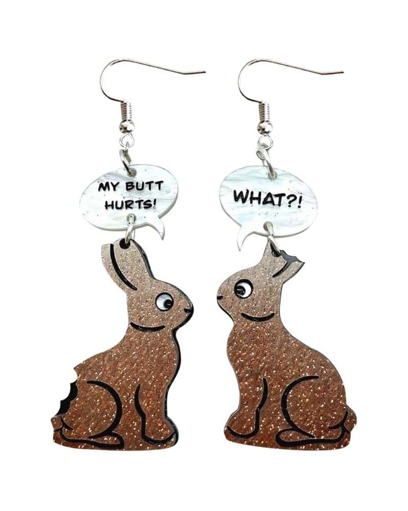 Cute Rabbit Acrylic Earrings Lightweight Bunny Dangle Drop Earrings Easter Costume Accessories Jewelry for Women Brown Rabbit...