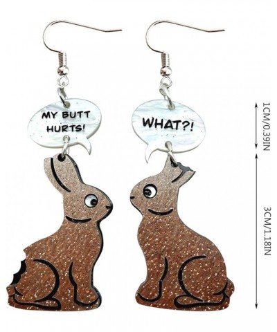 Cute Rabbit Acrylic Earrings Lightweight Bunny Dangle Drop Earrings Easter Costume Accessories Jewelry for Women Brown Rabbit...