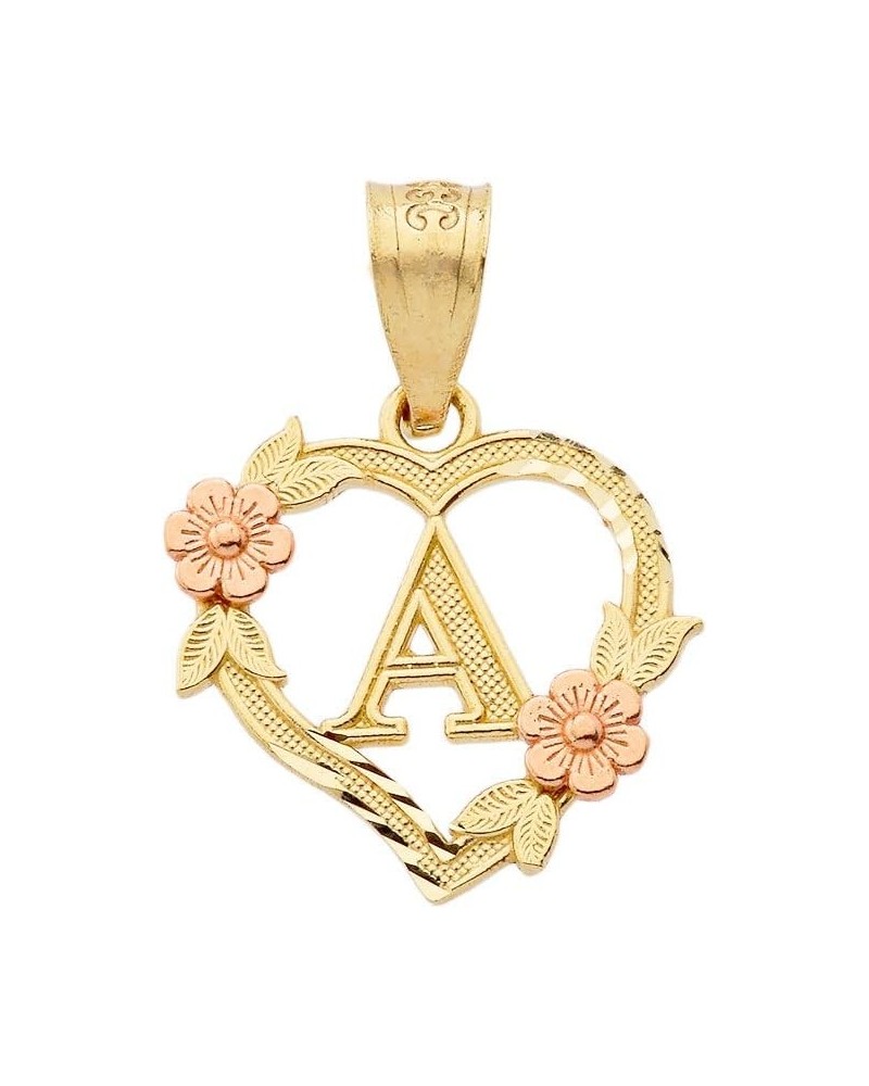 14k Beautiful Two-Tone Initial Heart Pendant for Women in Yellow and Rose Gold - Letter A $37.39 Pendants