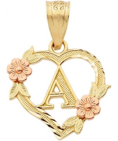 14k Beautiful Two-Tone Initial Heart Pendant for Women in Yellow and Rose Gold - Letter A $37.39 Pendants