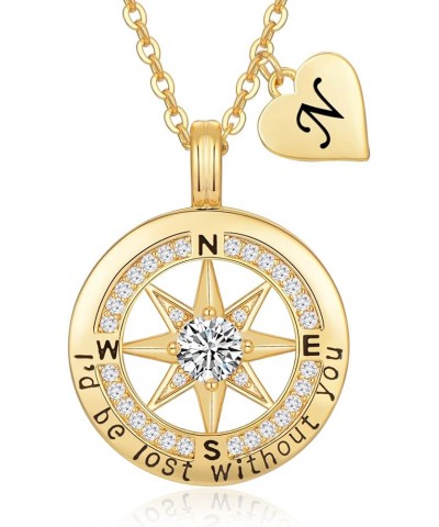 Gold Compass Necklace Pendant Jewelry for Women Anniversary Birthday Gift for Her Girlfriend Wife on Christmas Valentines Day...