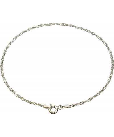 Sterling Silver Singapore Nickel Free Chain Anklet Italy 7.5 Inches $9.68 Anklets