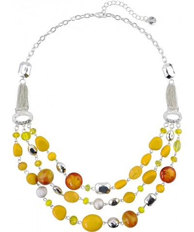 New Multi Layer Beads Statement Gold Chain Necklace for Women Yellow Orange $10.94 Necklaces