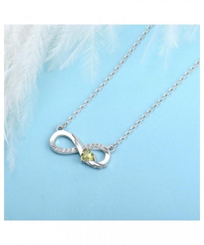 Infinity Necklace 925 Sterling Silver Angel Wings Heart Birthstone Necklace for Women 08-Peridot-Aug-Silver Wings $32.99 Neck...