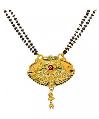 JewarHaat Mangalsutra Indian Bollywood Wedding Bridal Traditional Handmade Meena Work Gold Plated Temple Pendant Symbolic Tan...