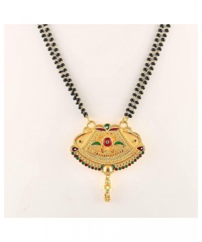 JewarHaat Mangalsutra Indian Bollywood Wedding Bridal Traditional Handmade Meena Work Gold Plated Temple Pendant Symbolic Tan...