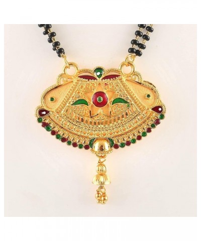 JewarHaat Mangalsutra Indian Bollywood Wedding Bridal Traditional Handmade Meena Work Gold Plated Temple Pendant Symbolic Tan...