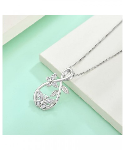 Infinity Butterfly Pendant Necklace 925 Sterling Silver Birthstone Jewelry Gift for Women White $29.14 Necklaces