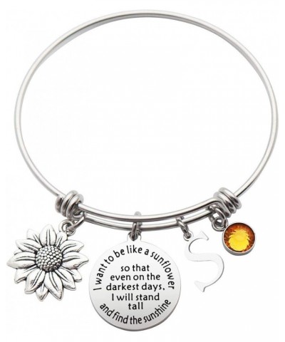 Sunflower Bracelet Gift Initial Charm Bracelet 26 Letters Adjustable Bracelet for Women Encouragement Jewelry for Her Sunflow...