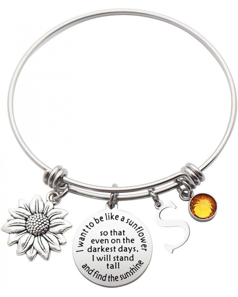 Sunflower Bracelet Gift Initial Charm Bracelet 26 Letters Adjustable Bracelet for Women Encouragement Jewelry for Her Sunflow...