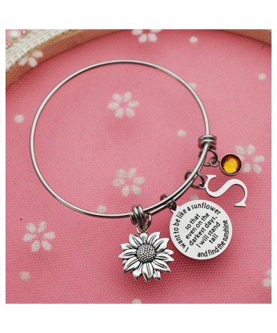 Sunflower Bracelet Gift Initial Charm Bracelet 26 Letters Adjustable Bracelet for Women Encouragement Jewelry for Her Sunflow...