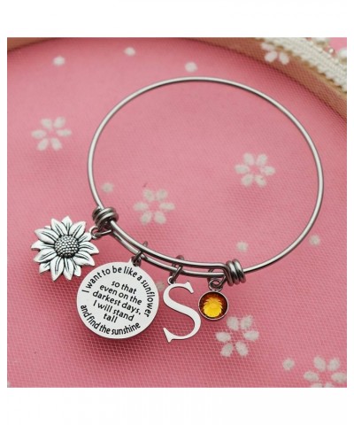 Sunflower Bracelet Gift Initial Charm Bracelet 26 Letters Adjustable Bracelet for Women Encouragement Jewelry for Her Sunflow...