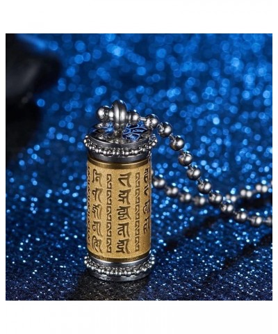 JUNTEN Stainless Steel Buddhist Sanskrit Shurangama Mantra Dog Tag Pendant Necklace for Men Women, 24 inch Chain Prayer Wheel...