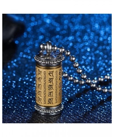 JUNTEN Stainless Steel Buddhist Sanskrit Shurangama Mantra Dog Tag Pendant Necklace for Men Women, 24 inch Chain Prayer Wheel...