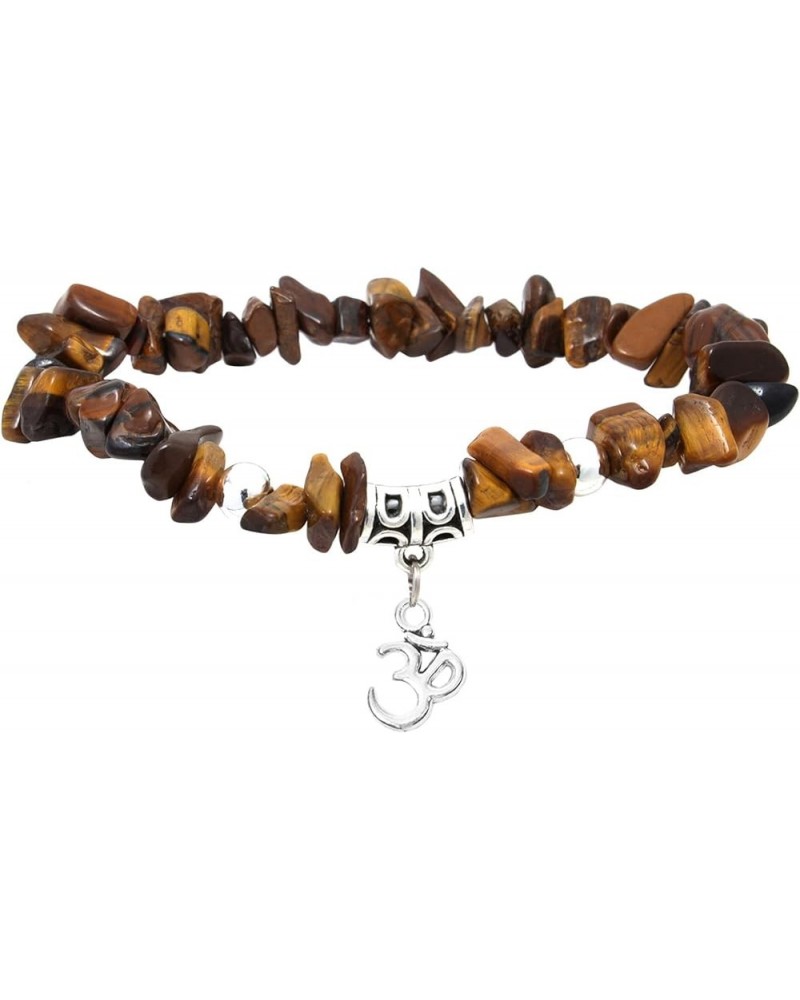 Eigso 7 Chakra Crystal Beads Pendants Bracelet for Men and Women Buddhist Meditation Wristbands Adjustable Tiger Eye-Om om $7...