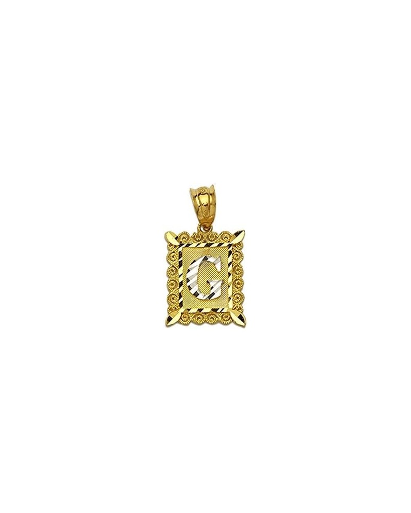 10K Two Tone Medium Block Initial Charm Pendant (A - Z) G $33.48 Pendants