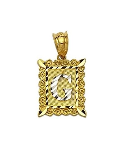 10K Two Tone Medium Block Initial Charm Pendant (A - Z) G $33.48 Pendants