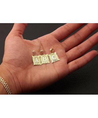 10K Two Tone Medium Block Initial Charm Pendant (A - Z) G $33.48 Pendants