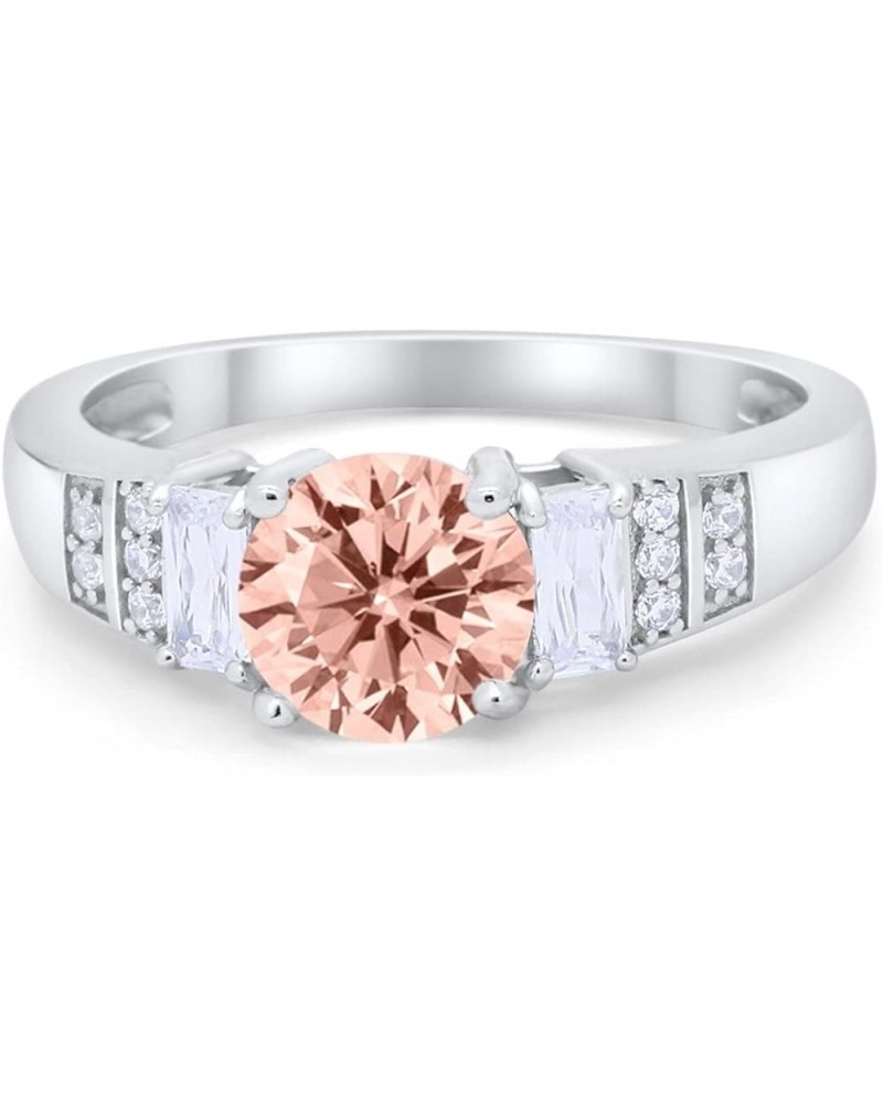 Art Deco Vintage Style Wedding Ring Three Stone Round Baguette 925 Sterling Silver Simulated Morganite CZ $14.10 Bracelets