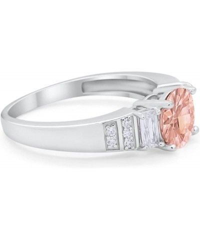 Art Deco Vintage Style Wedding Ring Three Stone Round Baguette 925 Sterling Silver Simulated Morganite CZ $14.10 Bracelets