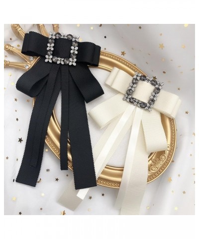 Retro Crystal Big Ribbon Bow Tie Brooch Pins for Women Girls Bow Brooch Pre-Tied Bowknot Corsage Party Ceremony Black $10.19 ...