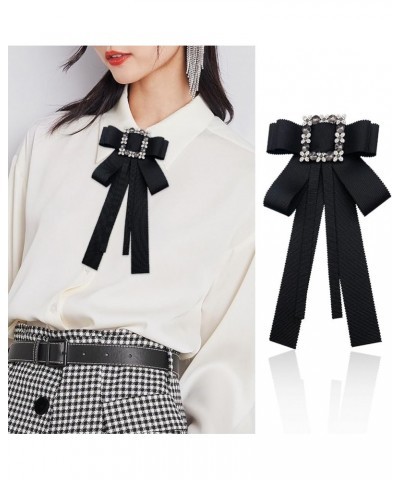 Retro Crystal Big Ribbon Bow Tie Brooch Pins for Women Girls Bow Brooch Pre-Tied Bowknot Corsage Party Ceremony Black $10.19 ...