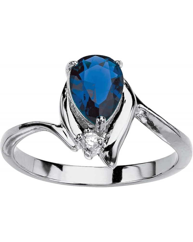 PalmBeach Gold-Plated or Silvertone Pear Cut Simulated Birthstone Ring 09-Sim. Sapphire/Silvertone $23.19 Rings