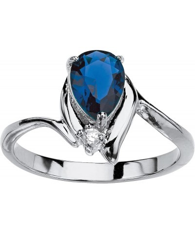 PalmBeach Gold-Plated or Silvertone Pear Cut Simulated Birthstone Ring 09-Sim. Sapphire/Silvertone $23.19 Rings