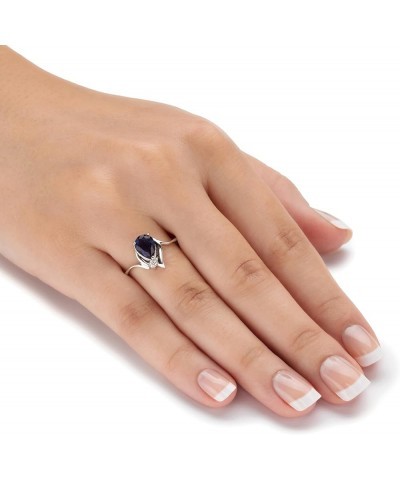 PalmBeach Gold-Plated or Silvertone Pear Cut Simulated Birthstone Ring 09-Sim. Sapphire/Silvertone $23.19 Rings